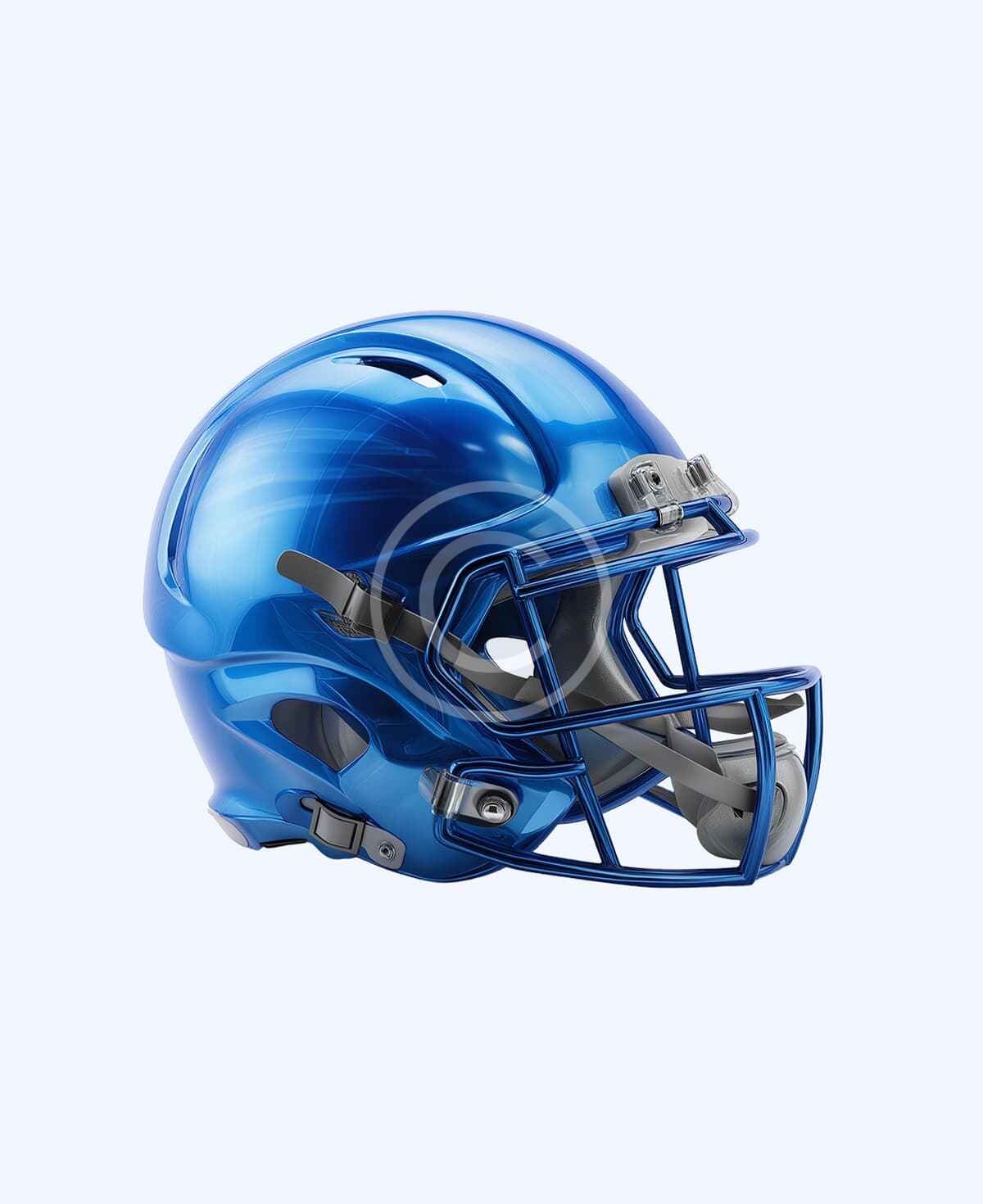 Blue chrome football helmet