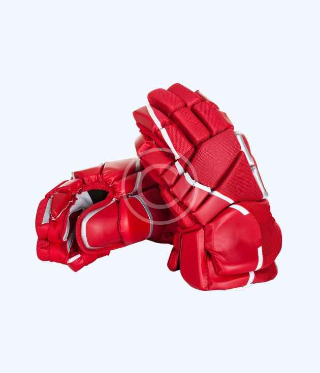 Red padded hockey gloves