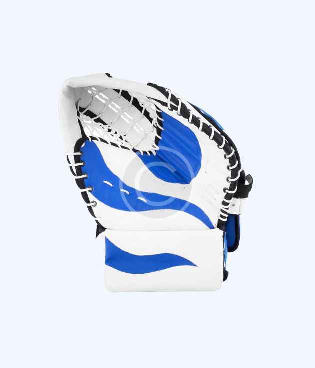 Blue goalie catch glove