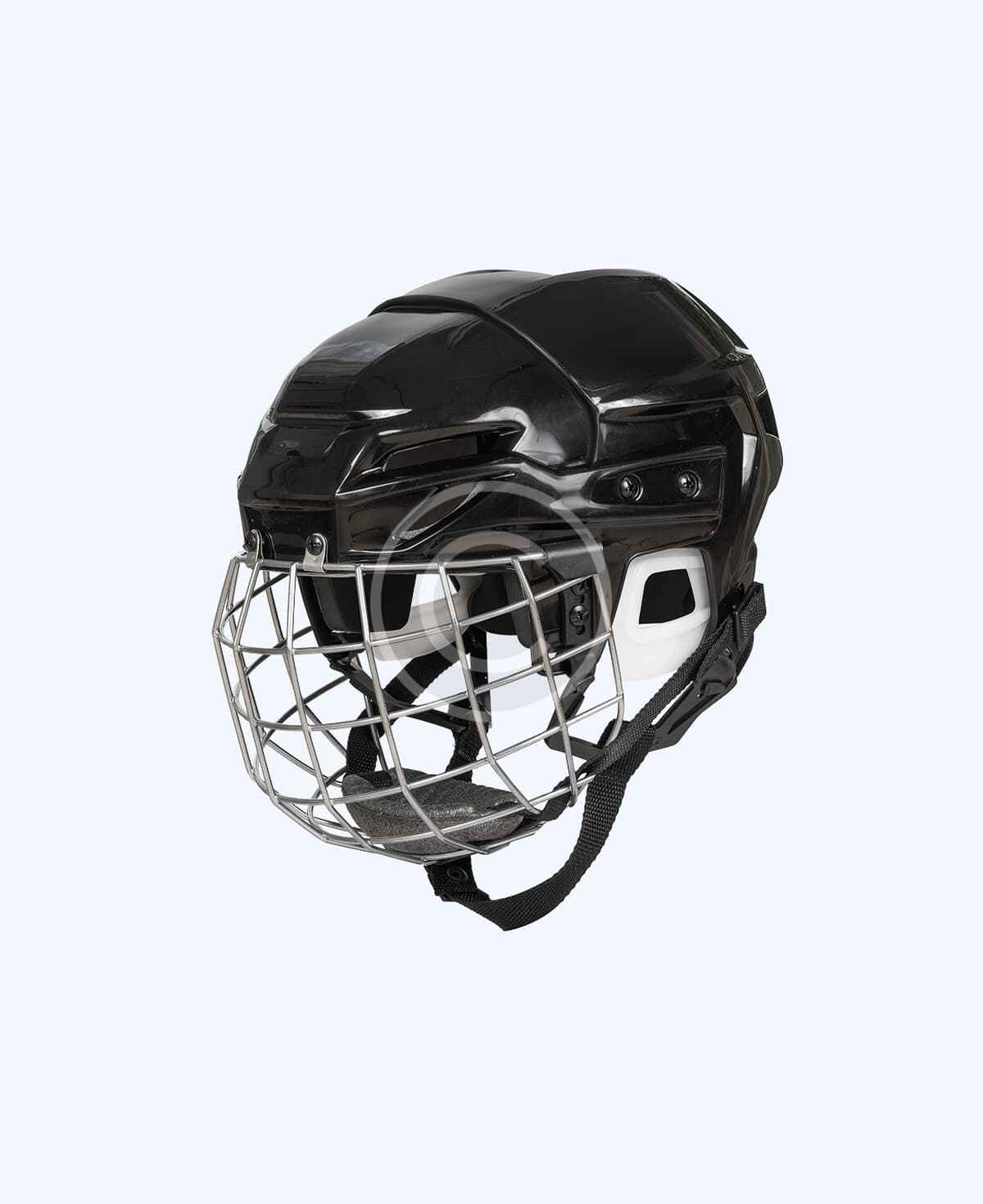 Black cage hockey helmet